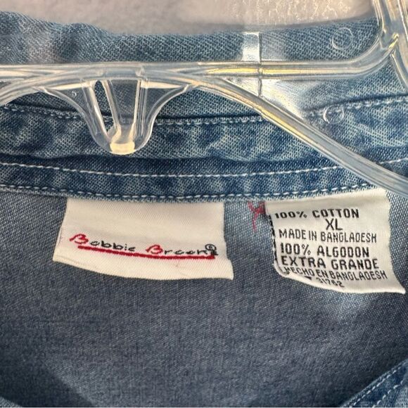 Vintage Bobbie Brook cat embroidery denim shirt size XL - Picture 4 of 5